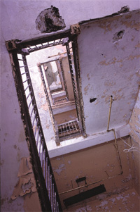 Was that plaster falling or a tap on the shoulder?: Waverlys once-busy main stairwell.